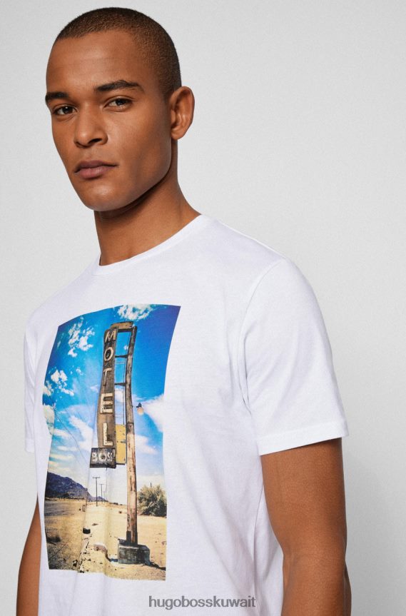 4TFNJN116 أبيض/طبيعي/وردي/أزرق داكن Hugo Boss تي شيرت Thinking4 50472655 أبيض