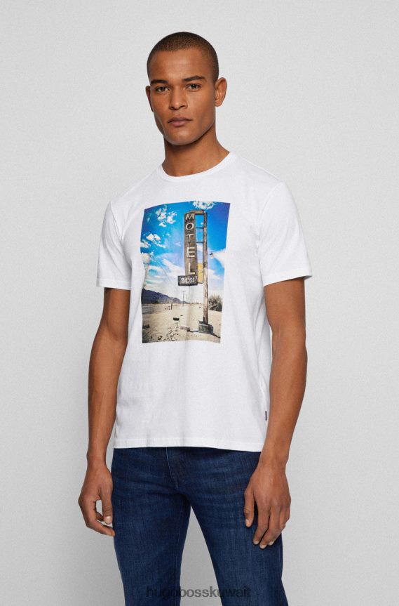 4TFNJN116 أبيض/طبيعي/وردي/أزرق داكن Hugo Boss تي شيرت Thinking4 50472655 أبيض