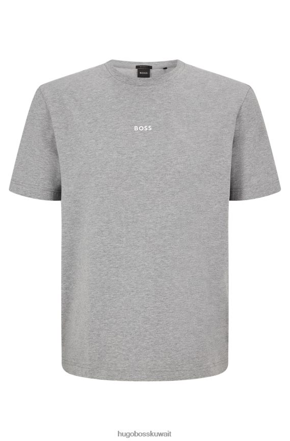 4TFNJN1175 رمادي فاتح Hugo Boss تيشيرت Hugo باللون الرمادي الفاتح المريح من القطن المطاطي مع طباعة الشعار