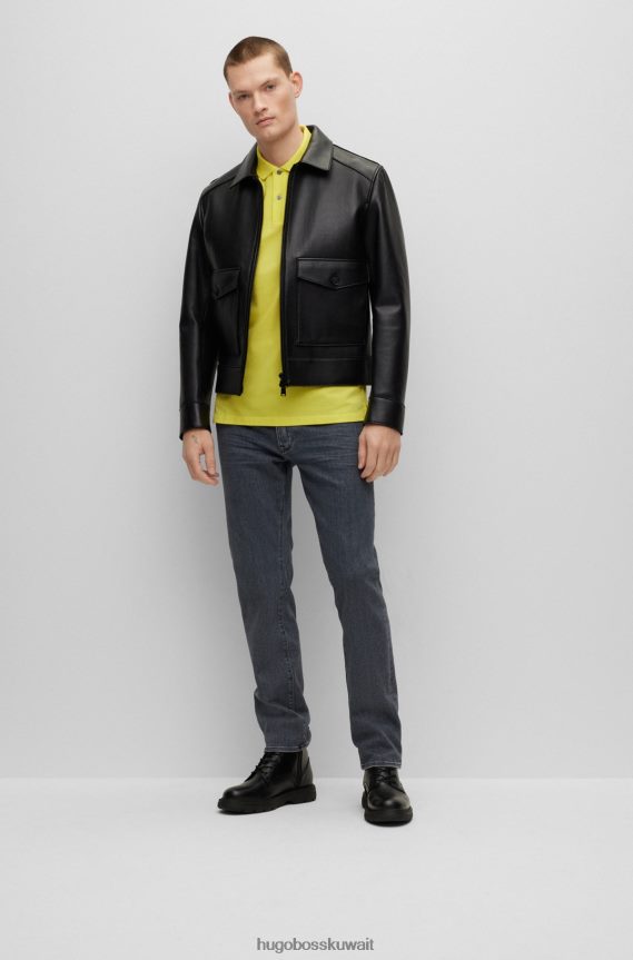 4TFNJN1179 أصفر Hugo Boss قميص بولو من القطن العضوي مع شعار مطرز باللون الأصفر