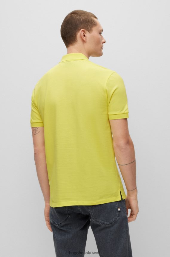 4TFNJN1179 أصفر Hugo Boss قميص بولو من القطن العضوي مع شعار مطرز باللون الأصفر