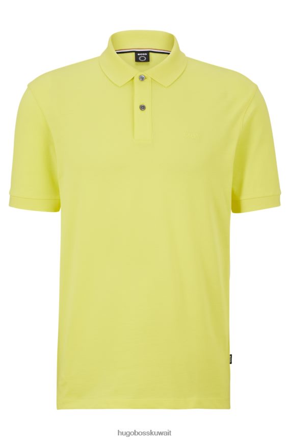 4TFNJN1179 أصفر Hugo Boss قميص بولو من القطن العضوي مع شعار مطرز باللون الأصفر