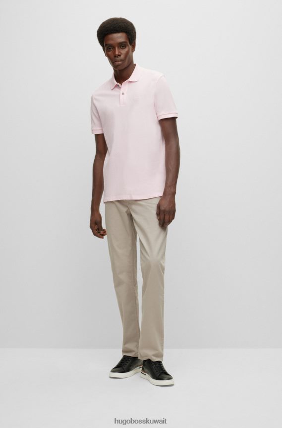 4TFNJN1180 وردي فاتح Hugo Boss قميص بولو من القطن العضوي من هوغو باللون الوردي الفاتح مع شعار مطرز
