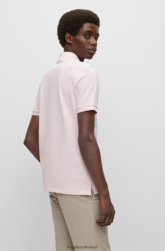 4TFNJN1180 وردي فاتح Hugo Boss قميص بولو من القطن العضوي من هوغو باللون الوردي الفاتح مع شعار مطرز