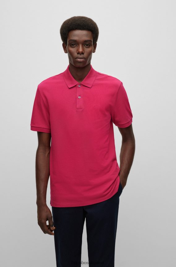 4TFNJN1181 لون القرنفل Hugo Boss قميص بولو من القطن العضوي باللون الوردي من Hugo مع شعار مطرز