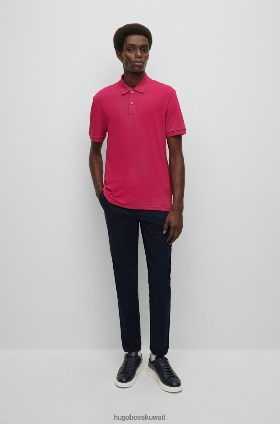 4TFNJN1181 لون القرنفل Hugo Boss قميص بولو من القطن العضوي باللون الوردي من Hugo مع شعار مطرز