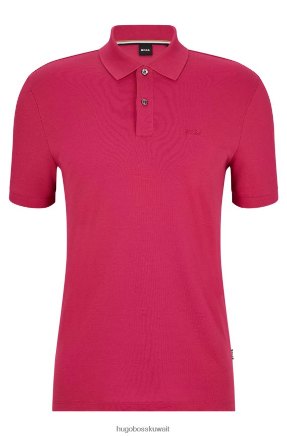 4TFNJN1181 لون القرنفل Hugo Boss قميص بولو من القطن العضوي باللون الوردي من Hugo مع شعار مطرز