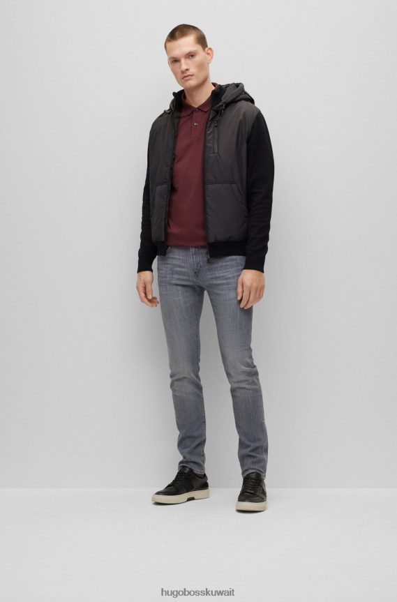 4TFNJN1182 احمر غامق Hugo Boss قميص بولو من القطن العضوي من Hugo مع شعار مطرز باللون الأحمر الداكن