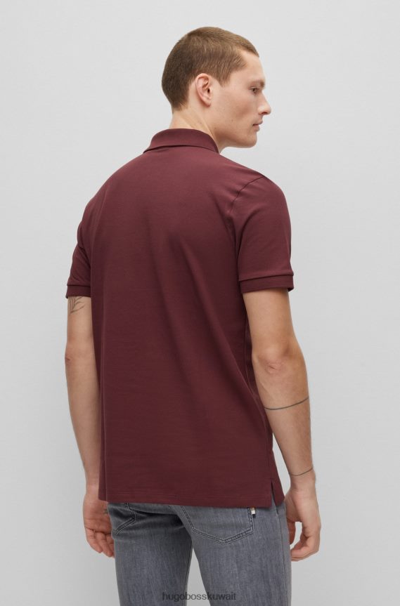 4TFNJN1182 احمر غامق Hugo Boss قميص بولو من القطن العضوي من Hugo مع شعار مطرز باللون الأحمر الداكن