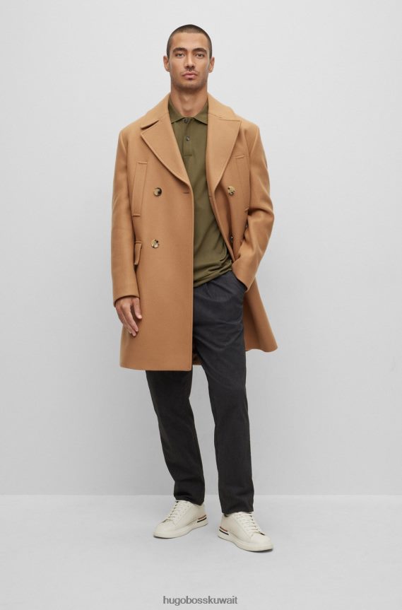 4TFNJN1185 الكاكي Hugo Boss قميص بولو من القطن العضوي مع شعار مطرز هوغو كاكي