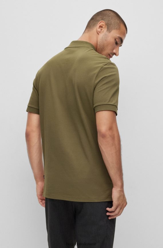 4TFNJN1185 الكاكي Hugo Boss قميص بولو من القطن العضوي مع شعار مطرز هوغو كاكي