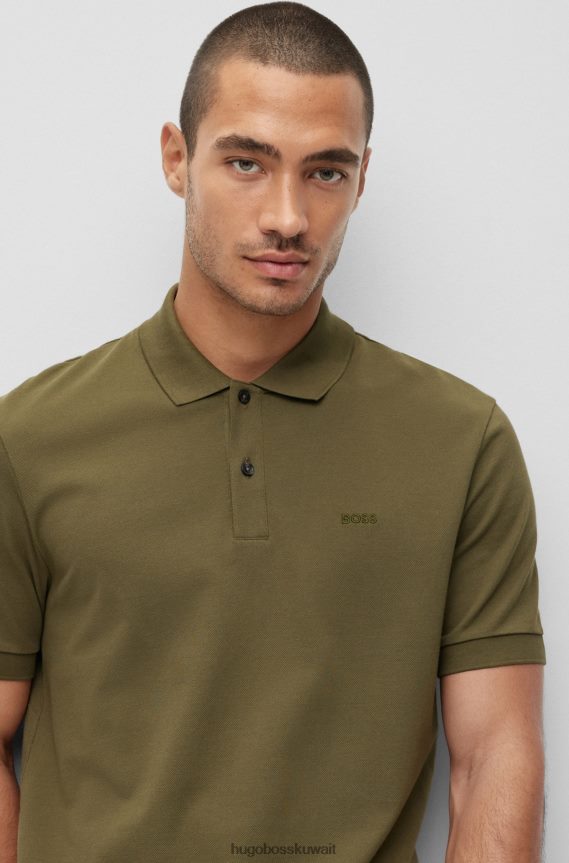 4TFNJN1185 الكاكي Hugo Boss قميص بولو من القطن العضوي مع شعار مطرز هوغو كاكي