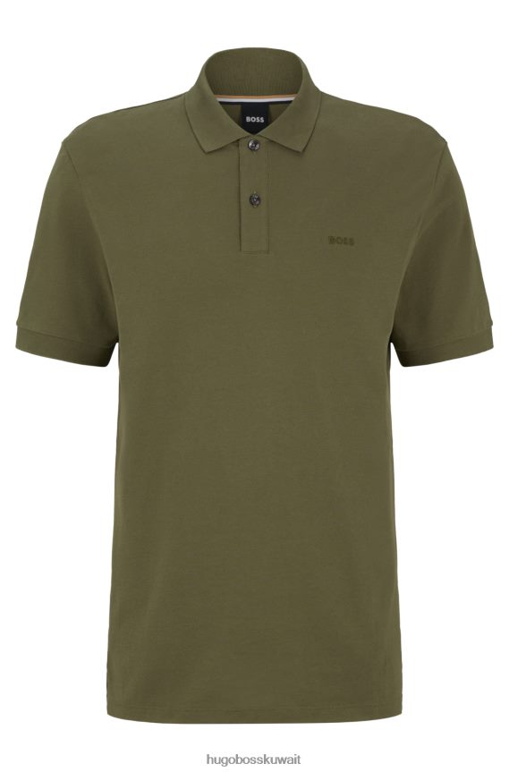4TFNJN1185 الكاكي Hugo Boss قميص بولو من القطن العضوي مع شعار مطرز هوغو كاكي
