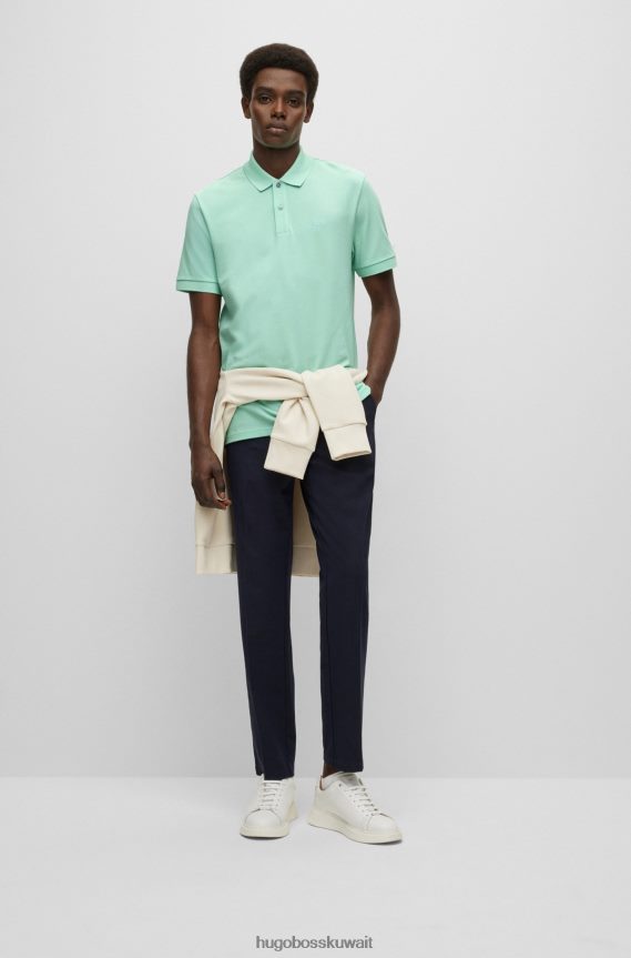 4TFNJN1186 اخضر فاتح Hugo Boss قميص بولو هوغو من القطن العضوي باللون الأخضر الفاتح مع شعار مطرز