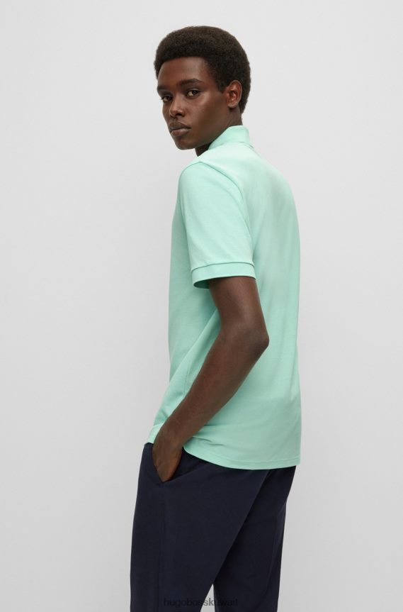 4TFNJN1186 اخضر فاتح Hugo Boss قميص بولو هوغو من القطن العضوي باللون الأخضر الفاتح مع شعار مطرز