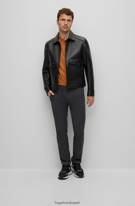 4TFNJN1188 بني Hugo Boss قميص بولو من القطن العضوي من Hugo مع شعار مطرز باللون البني