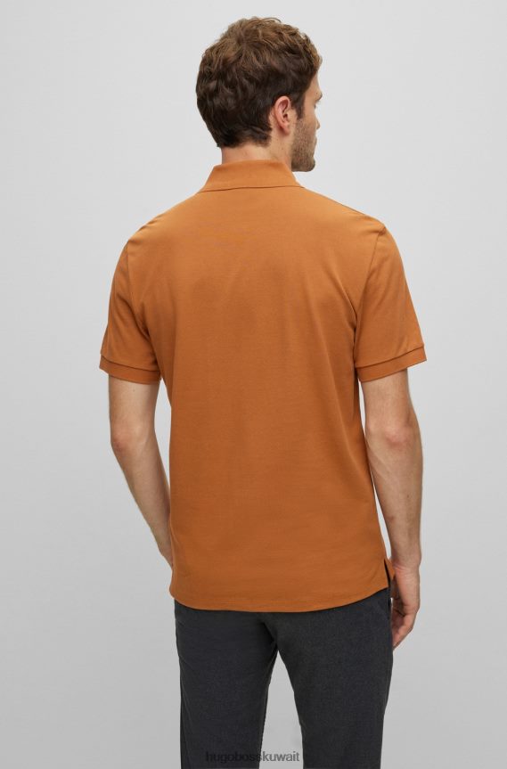 4TFNJN1188 بني Hugo Boss قميص بولو من القطن العضوي من Hugo مع شعار مطرز باللون البني
