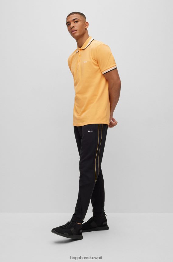 4TFNJN1197 برتقالي فاتح Hugo Boss قميص بولو من القطن العضوي باللون البرتقالي الفاتح مع شعار منحني