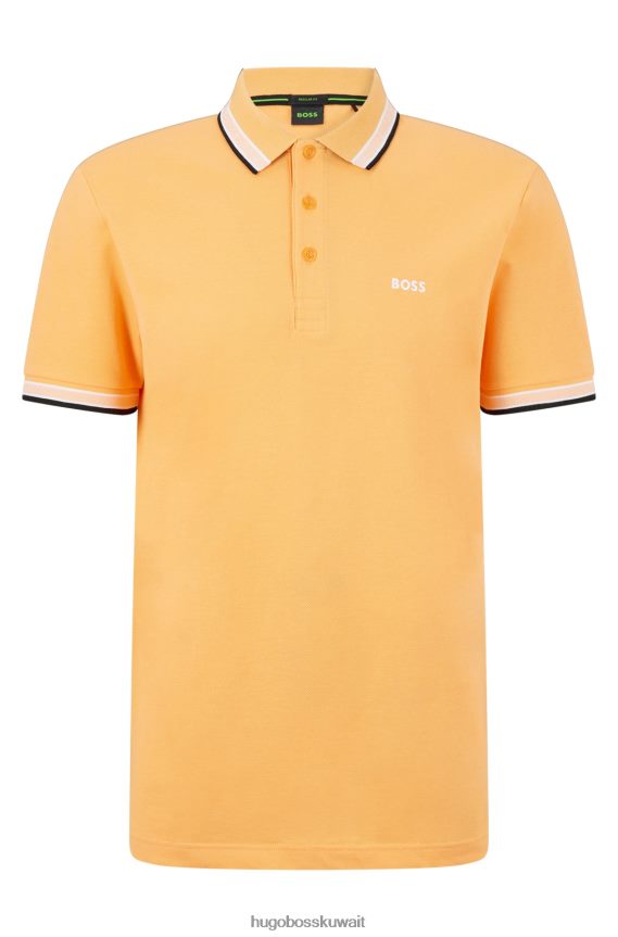 4TFNJN1197 برتقالي فاتح Hugo Boss قميص بولو من القطن العضوي باللون البرتقالي الفاتح مع شعار منحني