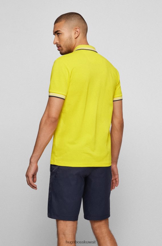 4TFNJN1198 أصفر Hugo Boss قميص بولو من القطن العضوي من Hugo مع شعار منحني باللون الأصفر