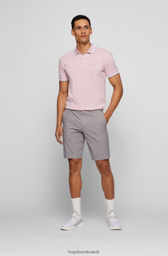 4TFNJN1199 وردي فاتح Hugo Boss قميص بولو من القطن العضوي مع شعار منحني هوغو وردي فاتح