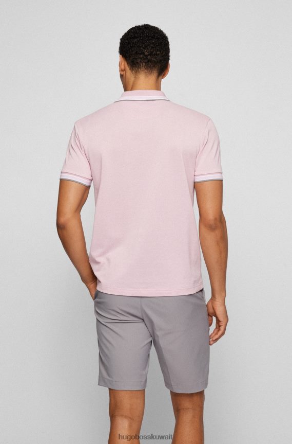 4TFNJN1199 وردي فاتح Hugo Boss قميص بولو من القطن العضوي مع شعار منحني هوغو وردي فاتح