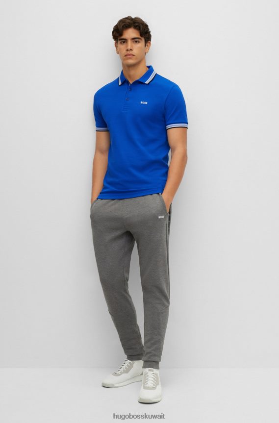 4TFNJN1204 أزرق Hugo Boss قميص بولو من القطن العضوي من Hugo مع شعار منحني باللون الأزرق