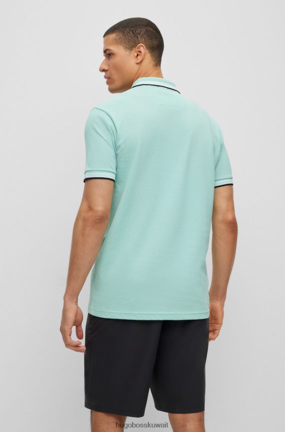 4TFNJN1210 اخضر فاتح Hugo Boss قميص بولو من القطن العضوي من Hugo مع شعار منحني باللون الأخضر الفاتح