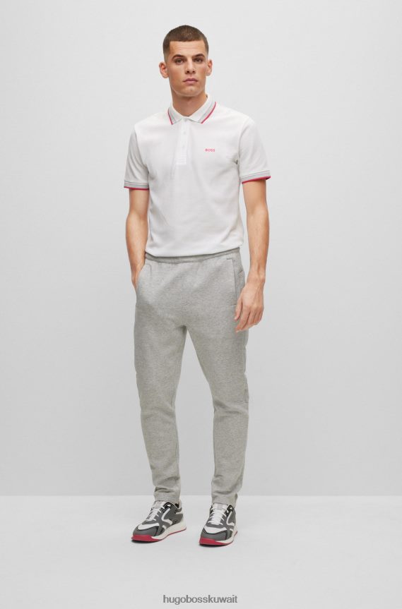 4TFNJN1214 أبيض Hugo Boss قميص بولو أبيض من القطن العضوي من هوغو مع شعار منحني