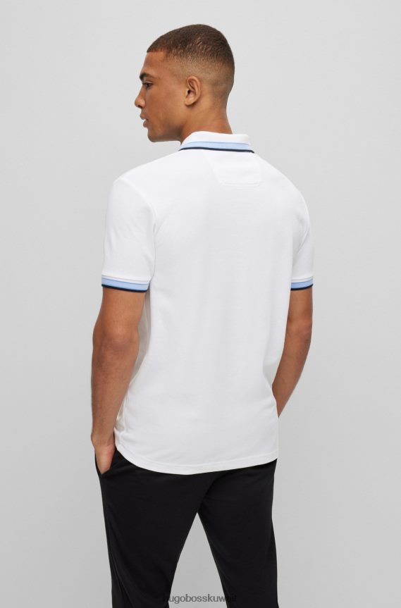 4TFNJN1215 أبيض Hugo Boss قميص بولو من القطن العضوي باللون الأبيض من Hugo مع شعار منحني