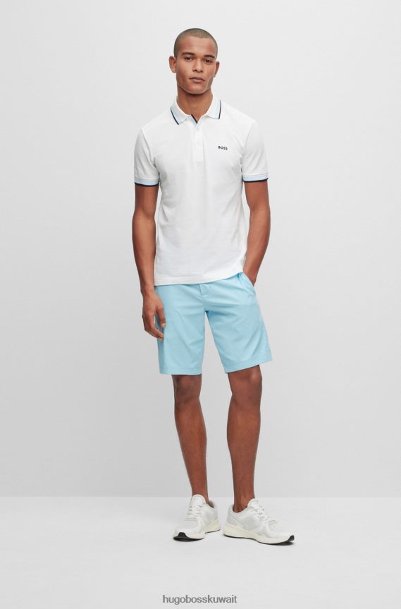 4TFNJN1216 أبيض Hugo Boss قميص بولو من القطن العضوي من Hugo مع شعار منحني باللون الأبيض