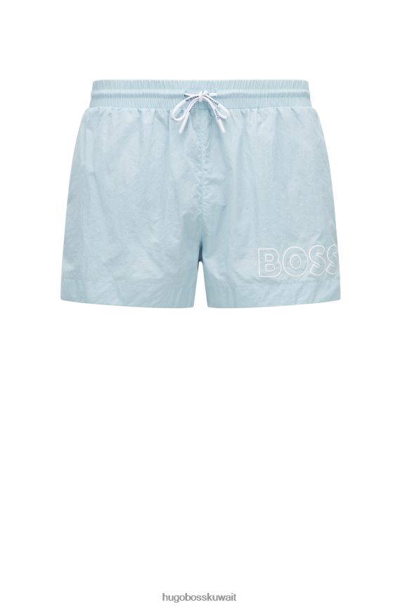 4TFNJN1223 أزرق فاتح Hugo Boss شورت سباحة سريع الجفاف مع شعار الخطوط العريضة هوغو باللون الأزرق الفاتح