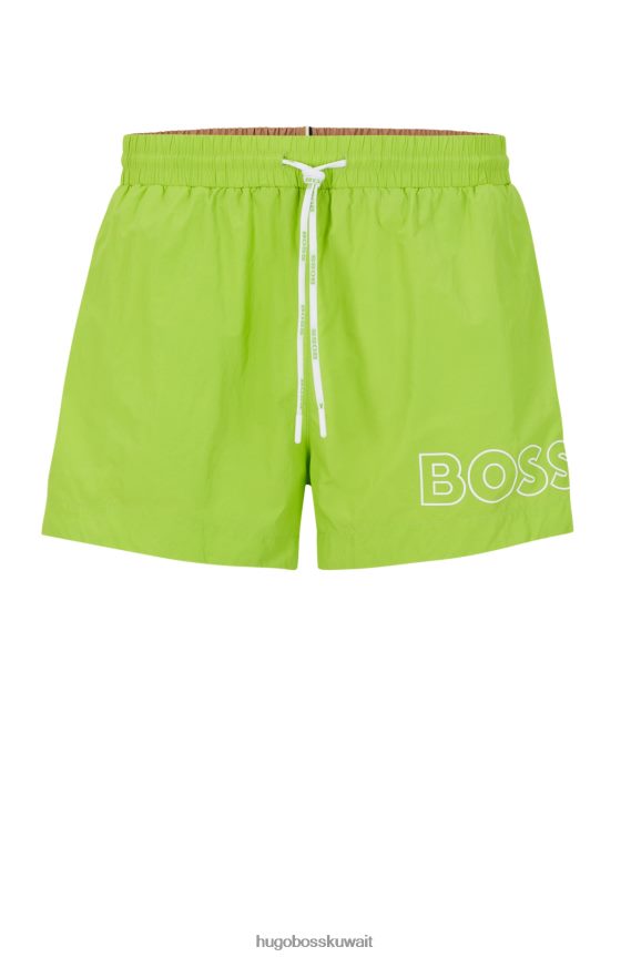 4TFNJN1226 أخضر Hugo Boss شورت سباحة هوغو أخضر سريع الجفاف مع شعار مخطط