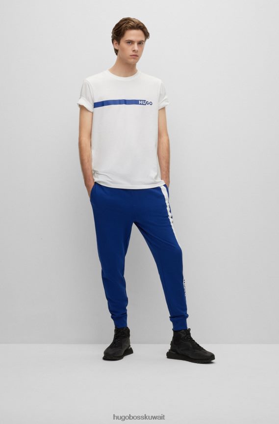 4TFNJN1244 أبيض Hugo Boss تيشيرت هوغو من الجيرسي القطني باللون الأبيض مع شعار فني