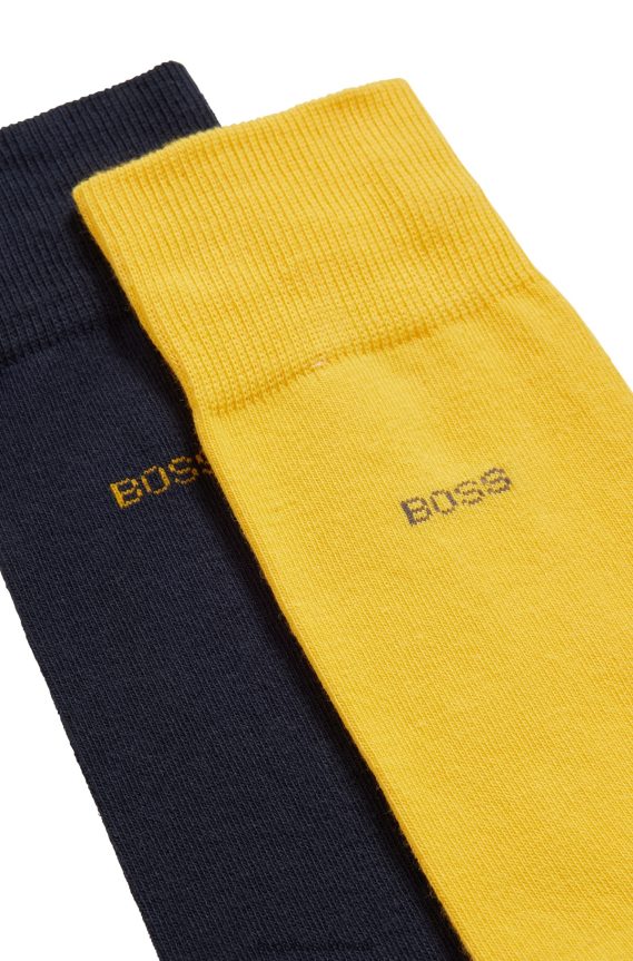 4TFNJN1246 أصفر فاتح Hugo Boss Hugo - حزمة من اثنين من الجوارب القطنية ذات الطول العادي باللون الأصفر الفاتح