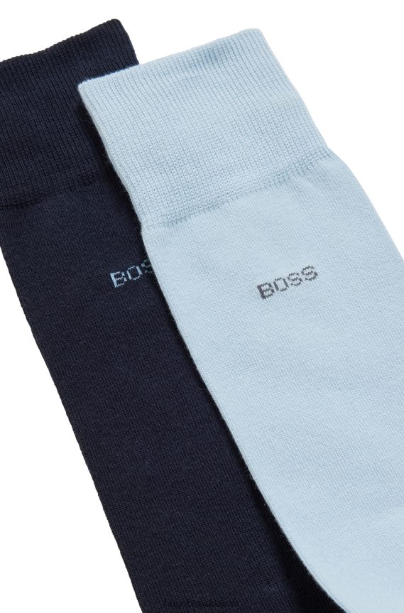 4TFNJN1247 أزرق فاتح Hugo Boss حزمة من قطعتين من الجوارب القطنية ذات الطول العادي من هوغو باللون الأزرق الفاتح