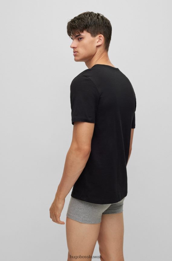 4TFNJN1250 أزرق Hugo Boss مجموعة من ثلاثة تيشيرتات داخلية من قطن الجيرسيه باللون الأزرق من Hugo