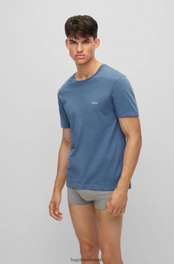 4TFNJN1250 أزرق Hugo Boss مجموعة من ثلاثة تيشيرتات داخلية من قطن الجيرسيه باللون الأزرق من Hugo