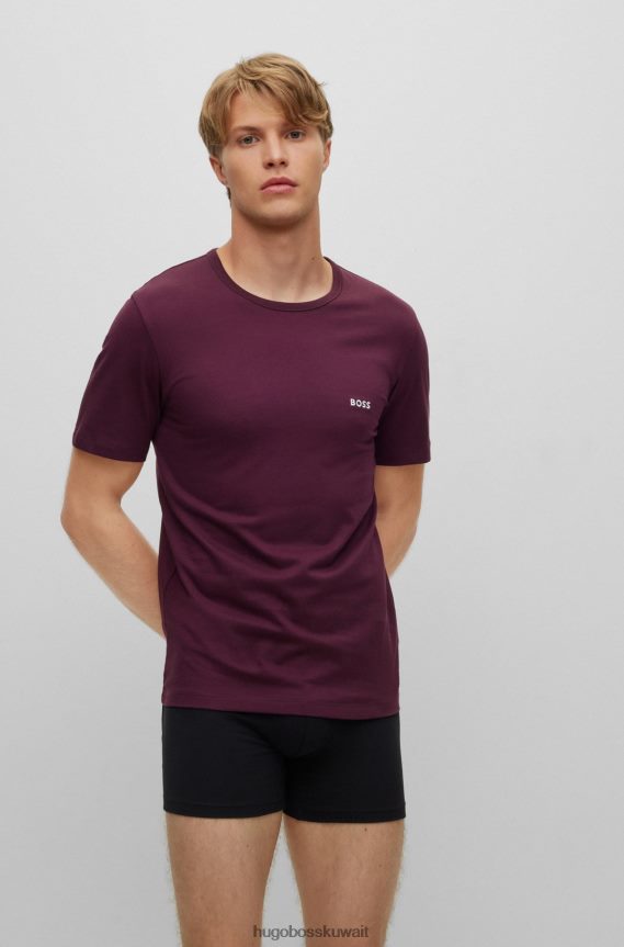 4TFNJN1251 احمر غامق Hugo Boss مجموعة من ثلاثة قمصان داخلية من Hugo باللون الأحمر الداكن مصنوعة من قطن الجيرسيه