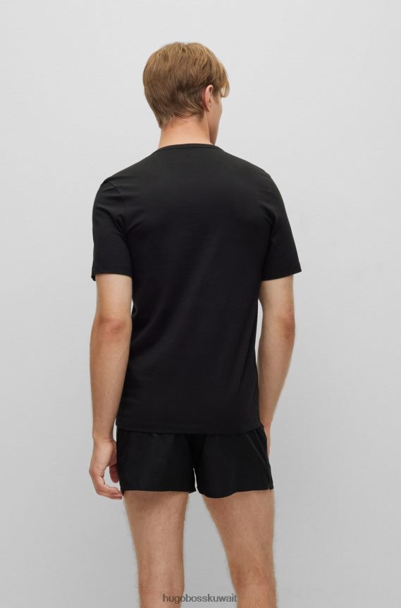 4TFNJN1252 أسود/أزرق Hugo Boss Hugo مجموعة من ثلاثة قمصان داخلية من قطن الجيرسيه باللون الأسود