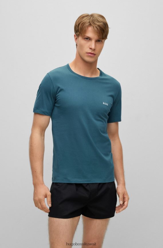 4TFNJN1252 أسود/أزرق Hugo Boss Hugo مجموعة من ثلاثة قمصان داخلية من قطن الجيرسيه باللون الأسود