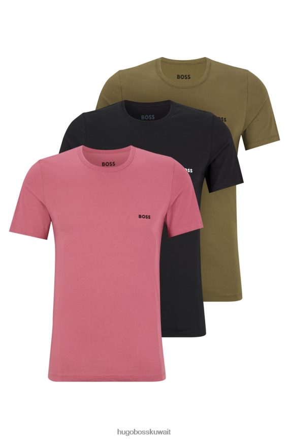 4TFNJN1253 أخضر Hugo Boss حزمة من ثلاث قمصان داخلية مصنوعة من قطن الجيرسيه باللون الأخضر من Hugo