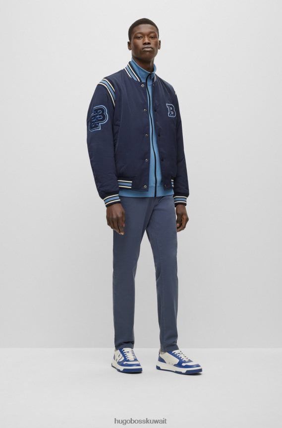 4TFNJN1258 أزرق Hugo Boss بنطال تشينو Hugo ذو المقاس المستدق مصنوع من القطن الساتان المطاطي المصبوغ باللون الأزرق