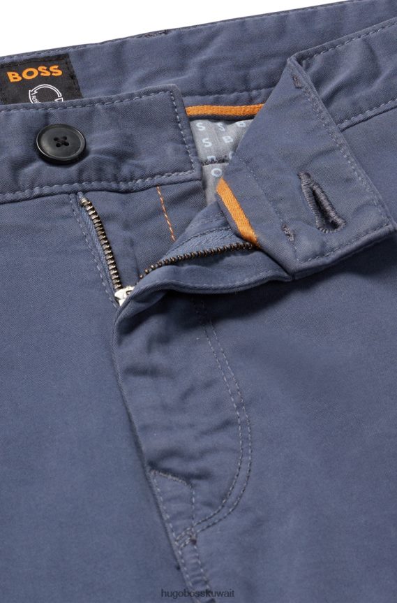 4TFNJN1258 أزرق Hugo Boss بنطال تشينو Hugo ذو المقاس المستدق مصنوع من القطن الساتان المطاطي المصبوغ باللون الأزرق