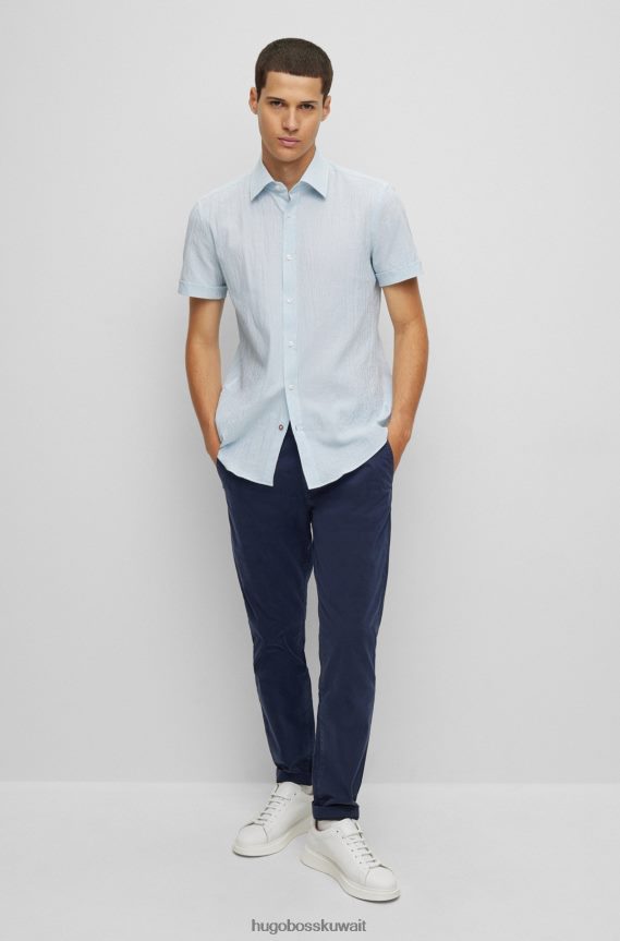 4TFNJN1260 أزرق غامق Hugo Boss تشينو باللون الأزرق الداكن مصنوع من الساتان القطني المطاطي المصبوغ بشكل زائد