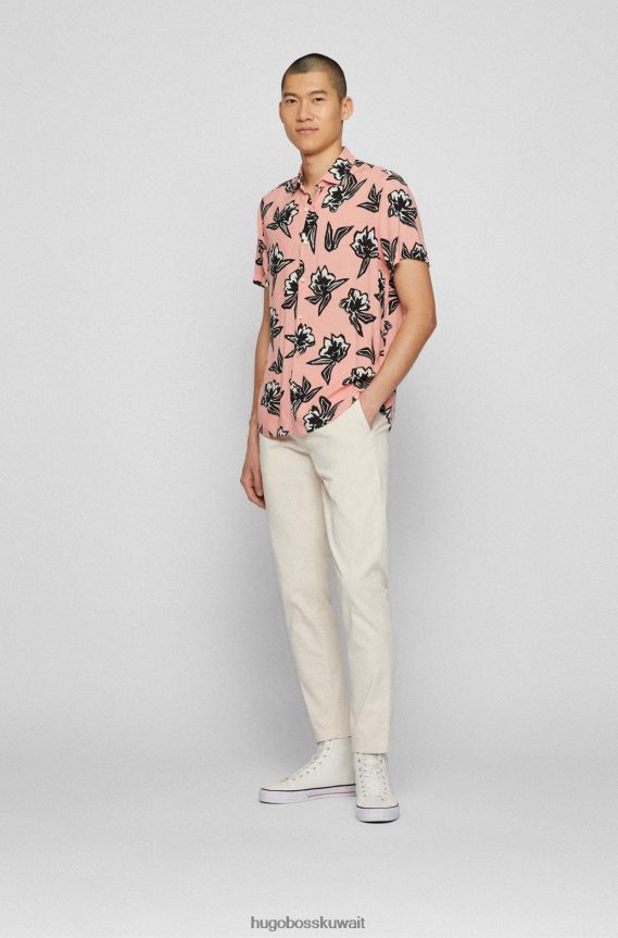 4TFNJN1264 أبيض Hugo Boss بنطال تشينو Hugo ذو المقاس المستدق مصنوع من الساتان القطني المصبوغ باللون الأبيض