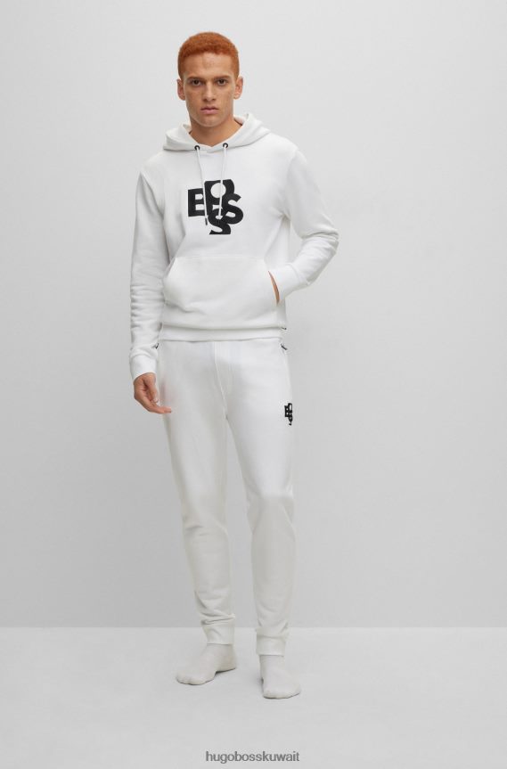 4TFNJN1271 أبيض Hugo Boss بدلة رياضية فرينش تيري مع شعارات مهزوزة باللون الأبيض من هوغو