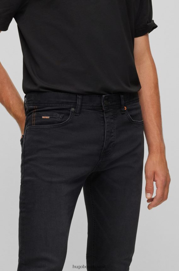 4TFNJN1273 أسود Hugo Boss بنطال جينز مدبب من قماش الدنيم الرمادي فائق التمدد باللون الأسود
