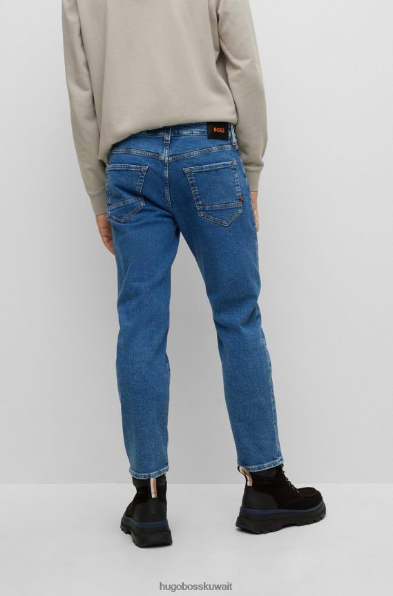 4TFNJN1279 أزرق Hugo Boss بنطال جينز أزرق بقصة عادية من قماش الدنيم الأزرق المريح والمطاط
