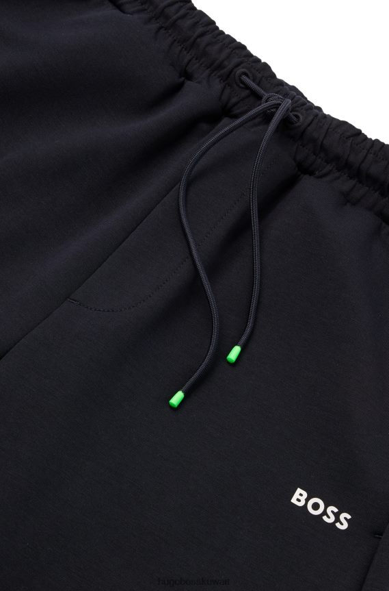 4TFNJN1284 أزرق غامق Hugo Boss بدلة رياضية من مزيج القطن باللون الأزرق الداكن مع شريط شعار هوغو